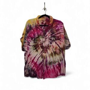 y2k Maurices Custom Ice Tie Dye Button Shirt XL Grunge 90s Cobain